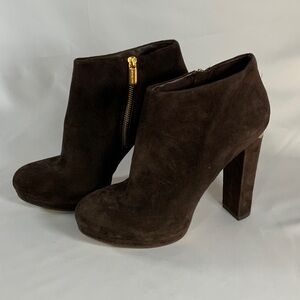 Michael Kors Dark Brown Suede Heeled Boots